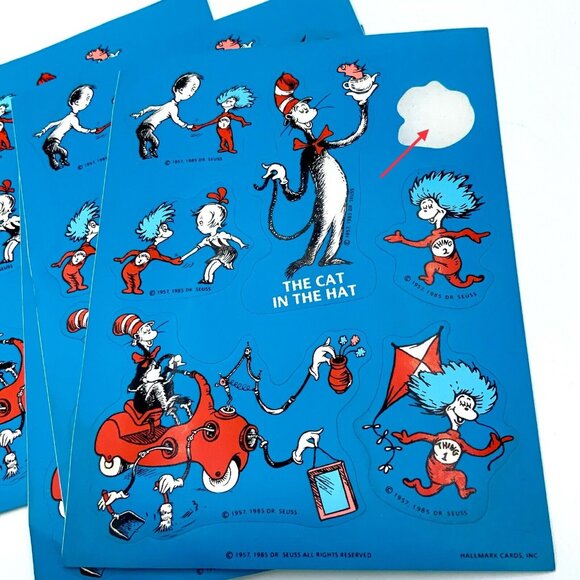 Vintage 4x Dr. Suess Sticker sheets - The Cat in the Hat- Hallmark 1957 1985 - Picture 5 of 5